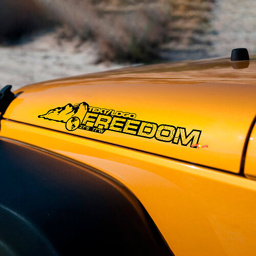 Mountain Style Custom Text Hood Vinyl Decal Kit for Jeep Wrangler