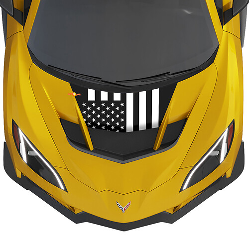 US Flag Hood 2 colors Vinyl Decal Sticker for Chevy Chevrolet Corvette zr1 1