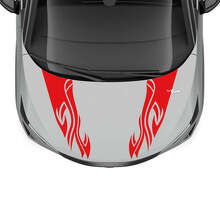 Hood Dual Flame Tribal Stripe Racing Graphics Decal for Nissan ARIYA 3