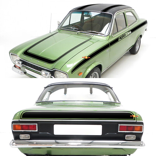 Vintage Stripes full set of side hood and rear stripes for Ford Escort 1970 Mexico 1