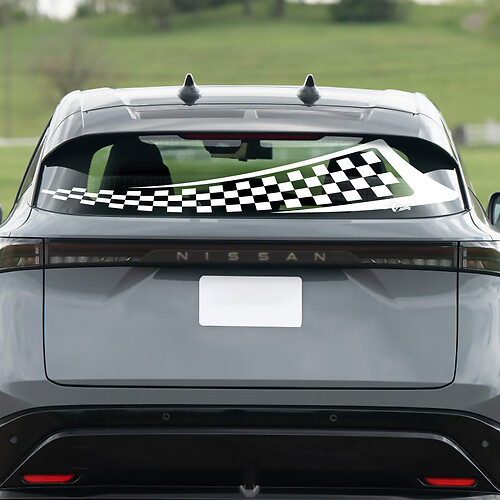 Rear Window Checkered Flag Racing Graphics Decal for Nissan ARIYA 1