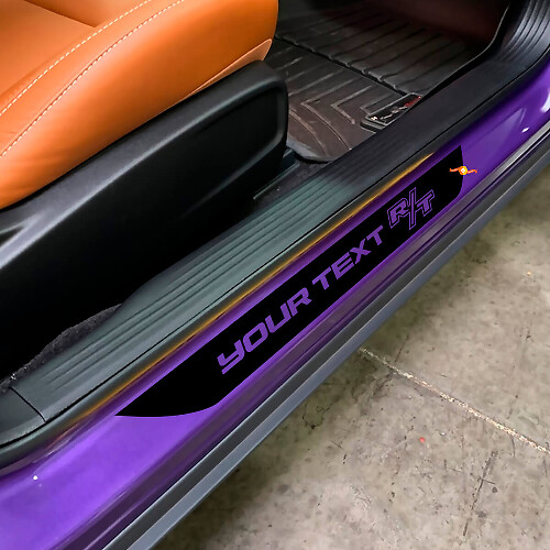 R/T with Custom Lettering Door Sill Stripe Vinyl Decals Kit for Dodge Challenger 