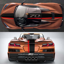 70th Anniversary Hood Roof Rear Stripe Vinyl Decal Kit for Chevrolet Corvette C8_2