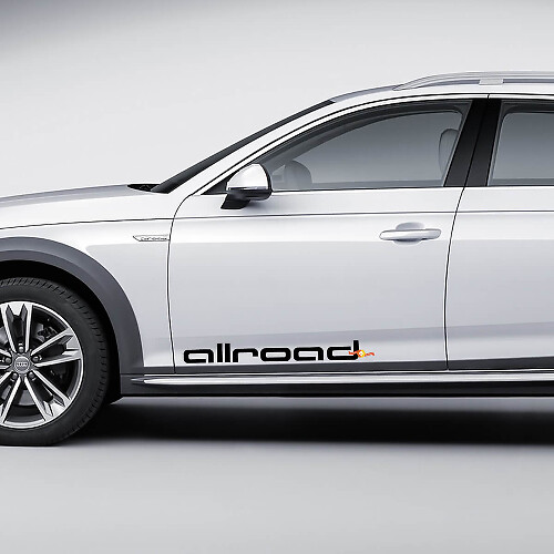 Pair Audi Allroad Decal Logo Doors Quattro Stickers Decals
