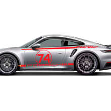 Side 911 Turbo 50 Years Design Stripes Decal Sticker for Porsche 911 Turbo S 992.2 3
