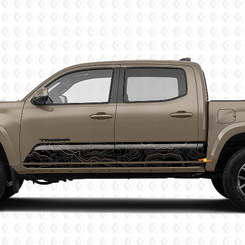 Topographic Map Rocker Panel Side Stripe Vinyl Decal Kit for Toyota Tacoma