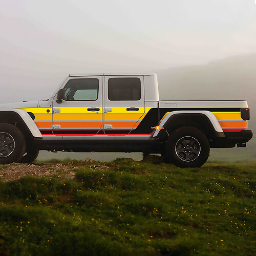 Side Retro Vintage Stripes Decal Graphic Vinyl for Jeep Gladiator