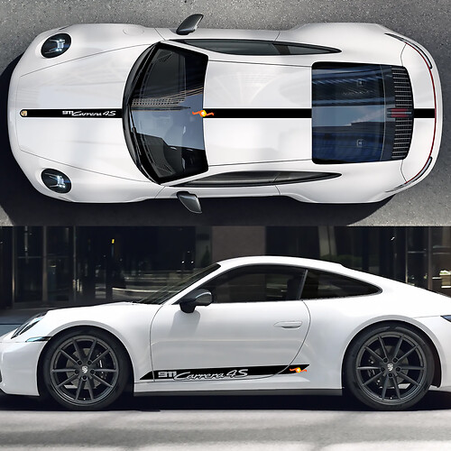 Carrera 4S Side Hood Roof Decal Rocker Panel Stripes Doors Kit Decal Sticker for Porsche 911