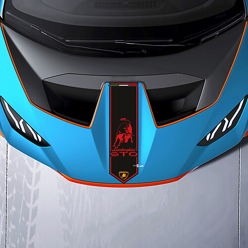 Hood Central Stripe Bull logo Racing Vinyl Decal Sticker Graphics for Lamborghini STO
