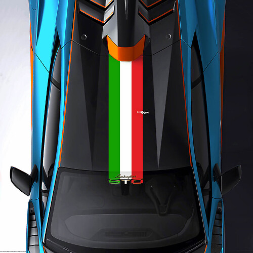 STO Italian Flag Style Stripes Roof Windshield Vinyl Decal Sticker for Lamborghini Huracán 2021-2024_1