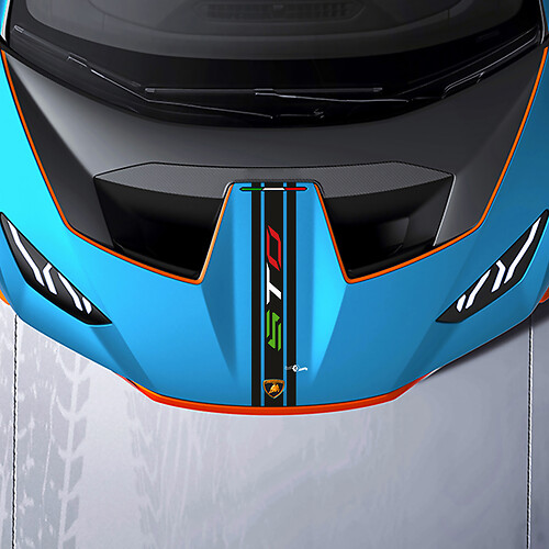 Hood Central Stripe STO logo Racing Vinyl Decal Sticker Graphics for Lamborghini STO