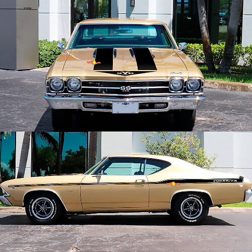 YONKE-TX Side & Hood Stripes Vinyl Decal Kit for Chevrolet Chevelle 1969 