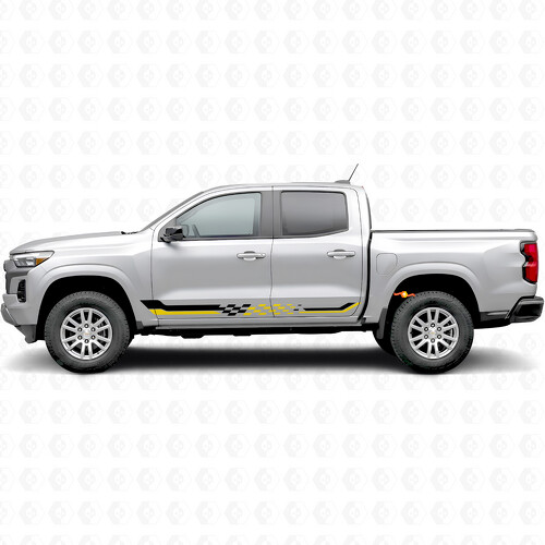 Checkered Racing Door & Rocker Panel Vinyl Stripes for Chevrolet Colorado 3rd Gen 2023-2026