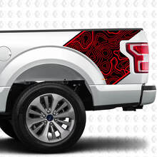 Topographic Map Rear Side Vinyl Decals for Musclecar Truck_3