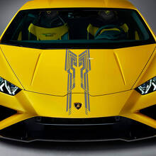 Hood Design Stripe Racing Vinyl Decal Sticker Graphic 4 for Lamborghini Huracan Evo 2