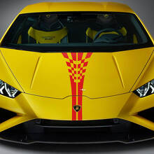 Hood Checkered Stripe Racing Vinyl Decal Sticker Graphics for Lamborghini Huracan Evo 3