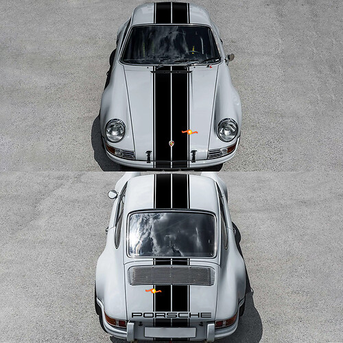 Hood Roof Rear Porsche Dual Stripes Decal Sticker for Porsche 911 ST 1970