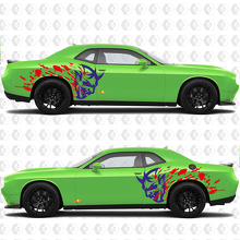 SRT Demon with Blood Side Rear Fender Decals Stickers Graphics for Dodge Challenger 3