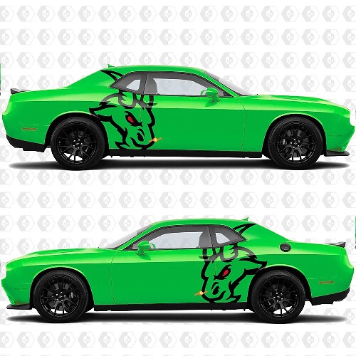 Angry Hell Goat Side Vinyl Decals for Dodge Challenger Charger