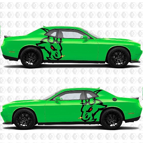 Side Angry Hell Goat Decals Stickers for Dodge Challenger or Charger
