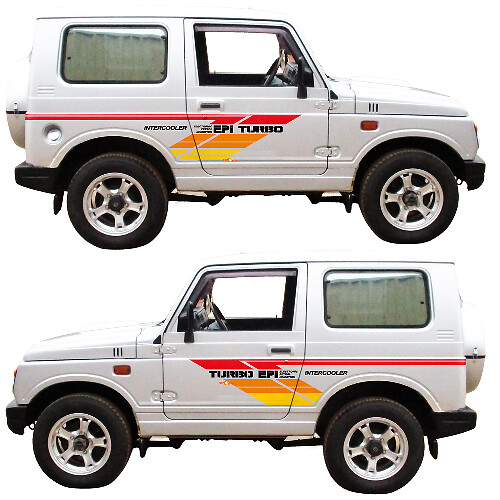 Turbo EPI Intercooler Retro Stripes Side Vinyl Decal Kit for Suzuki JIMNY Ja22w