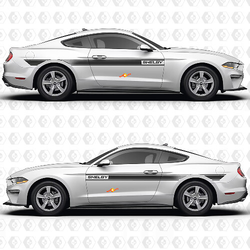 Shelby Side Doors Stripe Racing Decals Stickers for Ford Mustang 1