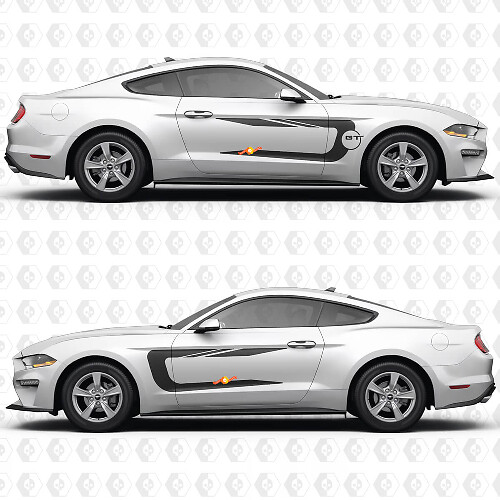 GT Side Doors Racing Stripes Vinyl Decal Sticker Graphics 2 for Ford Mustang GT