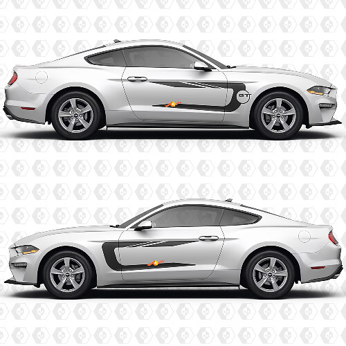 Mustang GT Side Doors Stripes Racing Decals Stickers for Ford Mustang 1