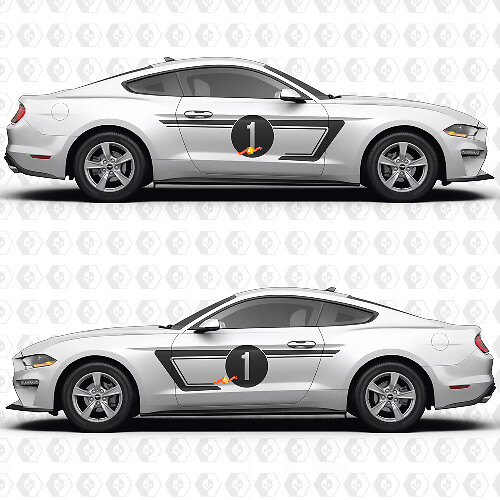 Mustang Number Side Doors Stripes Racing Decals Stickers for Ford Mustang