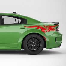 Wildcat Flames Rear Quarter Side Stripe Vinyl Decal Kit for Dodge Charger_3