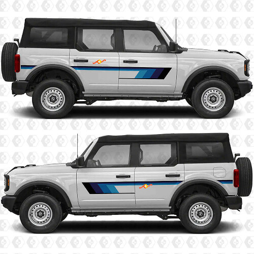 Retro Vintage Stripes Side Doors Vinyl Decal Sticker Graphics 3 for Ford Bronco