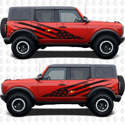 Distressed USA Flag Side Vinyl Decal Kit for Musclecar horse