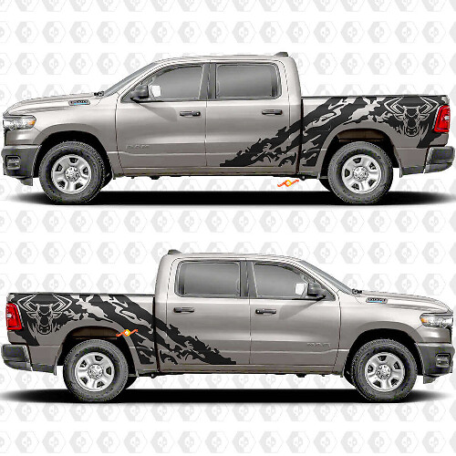  Bull Head Splash Side Doors Stickers Decals Graphics for Dodge RAM 1500 2500 3500