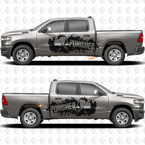 Side Doors Bedside Punisher Splash Stickers Decals Graphics for Dodge RAM 1500