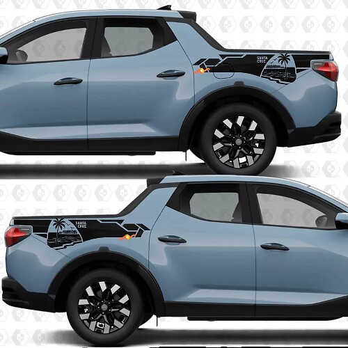 Beach Palm Bedside Vinyl Decal Set for Hyundai Santa Cruz