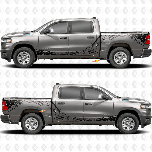 Mud Splash Graphics Bedside Vinyl Decals Kit for Dodge RAM 1500