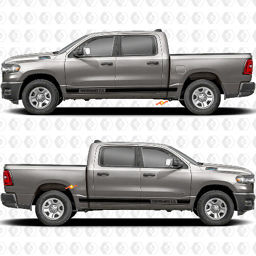 Custom Text 6.2L Performance Rocker Panel Side Doors Stripes Stickers Decals Graphics for Dodge RAM 1500 1