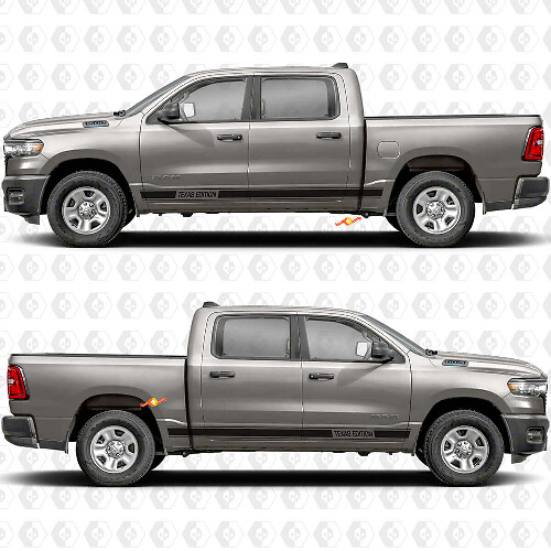 Custom Text Performance Rocker Panel Side Doors Stripes Stickers Decals Graphics 3 for Dodge RAM 1500