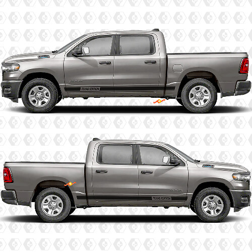 Custom Text Rocker Panel Side Doors Stripes Stickers Decals Graphics for Dodge RAM 1500 2500 1