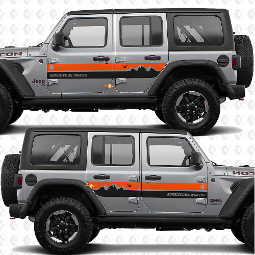 Mountain Style Side Stripes Vinyl Decals Kit for Jeep Wrangler