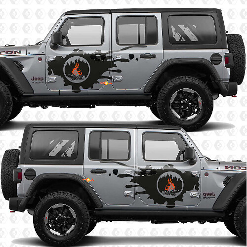 Campfire Side Door Vinyl Decal Kit for Jeep Wrangler