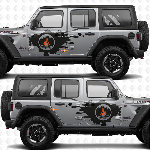 Campfire Side Doors Stripes Vinyl decal sticker fit Jeep Wrangler