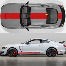 Hood and Side Doors Twin Double Stripes Racing Decals Stickers for Ford Mustang Shelby GT-H 2