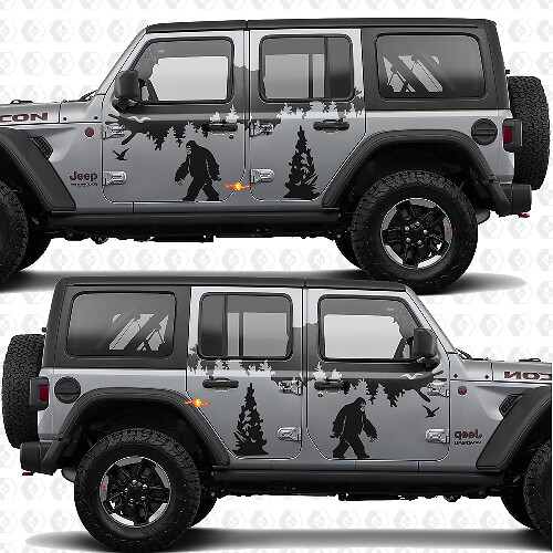 Mountains Nature Yeti Sasquatch Side Doors Stripes Vinyl decal sticker fit Jeep Wrangler