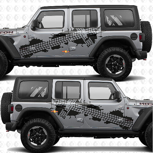 Tire Tracks Side Doors Stripes Vinyl decal sticker fit Jeep Wrangler