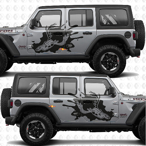 Deer Scull Splash Side Doors Vinyl decal sticker fit Jeep Wrangler