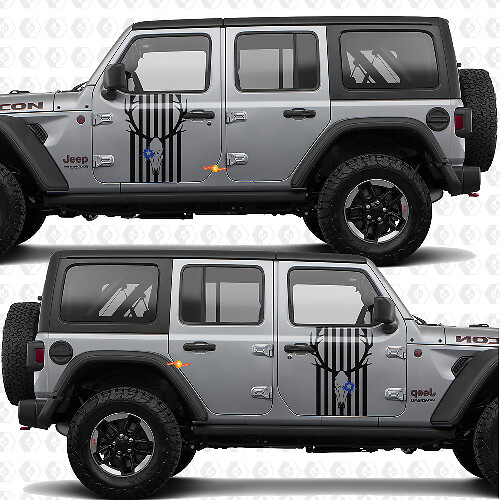 Deer US Flag Patriotic Star Splash Side Doors Vinyl decal sticker fit Jeep Wrangler