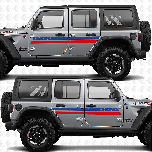 Stripes like US Flag Patriotic Side Doors Vinyl decal sticker fit Jeep Wrangler