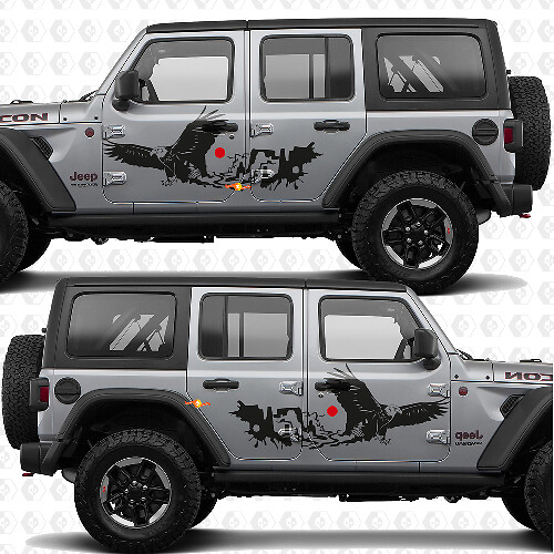 Bald Eagle Desert Canyon Side Doors Stripes Vinyl decal sticker fit Jeep Wrangler