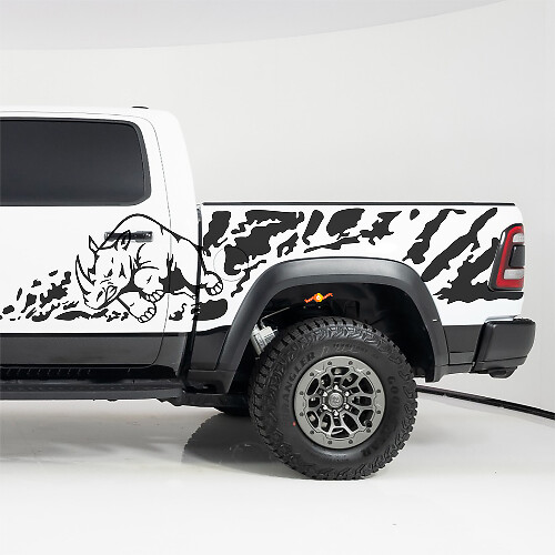 Rhino Splash Side Bedside Stickers Decals Graphics for Dodge RAM 1500 RHO